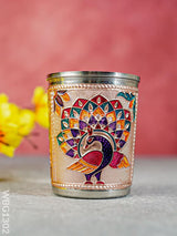 Meenakari Glass With Peacock Prints - Copper Finish Wbg1302 Utensils