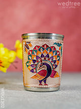 Meenakari Glass With Peacock Prints - Copper Finish Wbg1302 Utensils