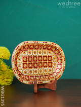 Meenakari Oval Plate Red And White Colour - Wbg1395 Trays & Plates