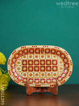 Meenakari Oval Plate Red And White Colour - Wbg1395 Trays & Plates