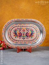 Meenakari Peacock Oval Plate - Wbg1334 12 Inch Utensils