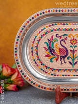 Meenakari Peacock Oval Plate - Wbg1334 Utensils