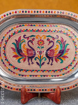 Meenakari Peacock Oval Plate - Wbg1334 Utensils