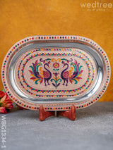 Meenakari Peacock Oval Plate - Wbg1334 Utensils