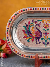 Meenakari Peacock Oval Plate - Wbg1334 Utensils