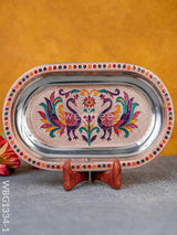 Meenakari Peacock Oval Plate - Wbg1334 Utensils