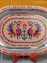 Meenakari Peacock Oval Plate - Wbg1334 Utensils