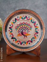 Meenakari Peacock Plate With Copper Finish - 7 Inch Wbg1094-1 Trays & Plates