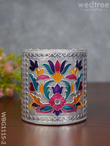 Pen Stand With Floral Design - Wbg1115 Silver Finish