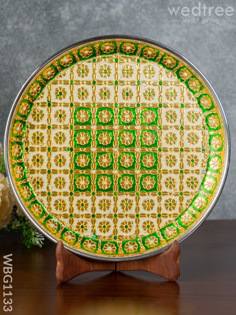 Meenakari Plate - 8 Inch Wbg1133 Trays & Plates