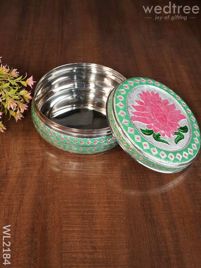 Meenakari Box - Lotus Design 6 Inch Wl2184 Containers