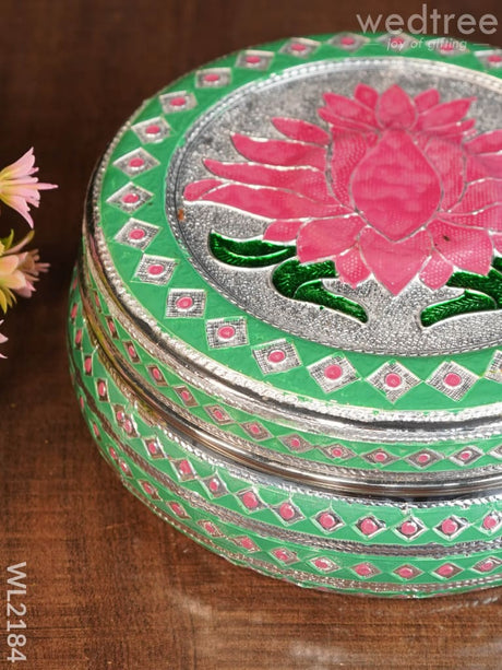 Meenakari Box - Lotus Design 6 Inch Wl2184 Containers