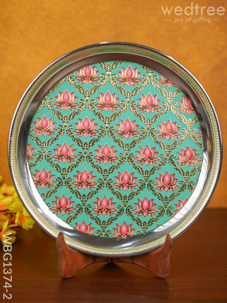 Meenakari Round Plate - Wbg1374 Green Trays & Plates Rg