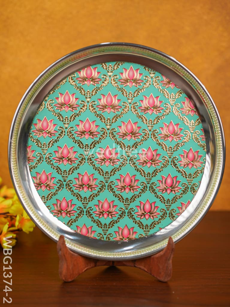 Meenakari Round Plate - Wbg1374 Green Trays & Plates Rg