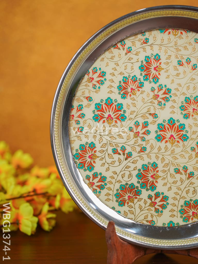 Meenakari Floral Round Plate - Wbg1374 Trays & Plates Rg