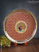 Meenakari Round Plate With Peacock Design - 12Inches Wbg0260 Trays & Plates