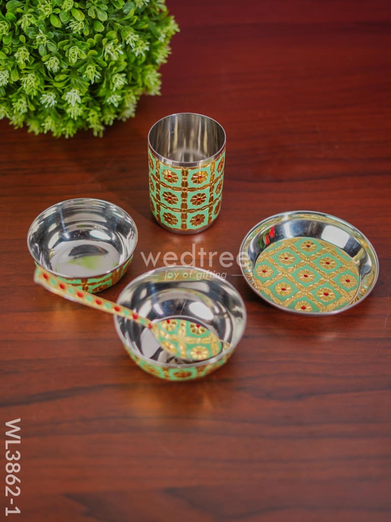 Meenakari Pooja Thali Set - Wl3862 Trays & Plates