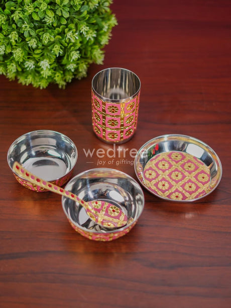 Meenakari Pooja Thali Set - Wl3862 Trays & Plates