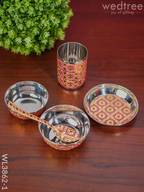 Meenakari Pooja Thali Set - Wl3862 Trays & Plates