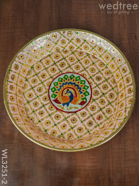 Meenakari Thambaalam Plate - Wl3251 14 Inch Trays & Plates