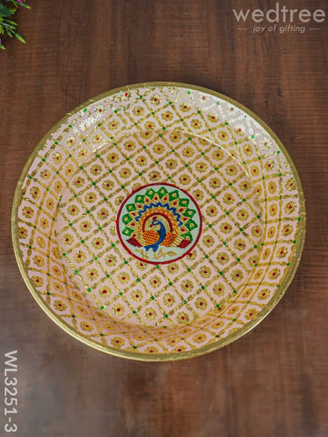 Meenakari Thambaalam Plate - Wl3251 16 Inch Trays & Plates