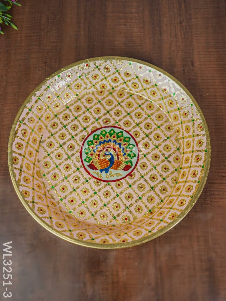 Meenakari Thambaalam Plate - Wl3251 16 Inch Trays & Plates