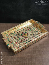 Meenakari Tray With Deepam Design - 11X7Inches Wl1043 Premium Trays & Plates