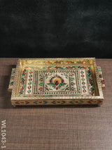 Meenakari Tray With Deepam Design - 11X7Inches Wl1043 Premium Trays & Plates