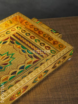 Meenakari Tray With Deepam Design - 11X7Inches Wl1043 Premium Trays & Plates