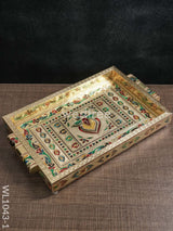 Meenakari Tray With Deepam Design - 11X7Inches Wl1043 Premium Trays & Plates