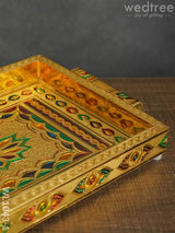 Meenakari Tray With Deepam Design - 11X7Inches Wl1043 Premium Trays & Plates