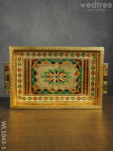 Meenakari Tray With Deepam Design - 11X7Inches Wl1043 Premium Trays & Plates