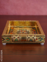 Meenakari Tray With Deepam Design- Wbg0524 Trays & Plates