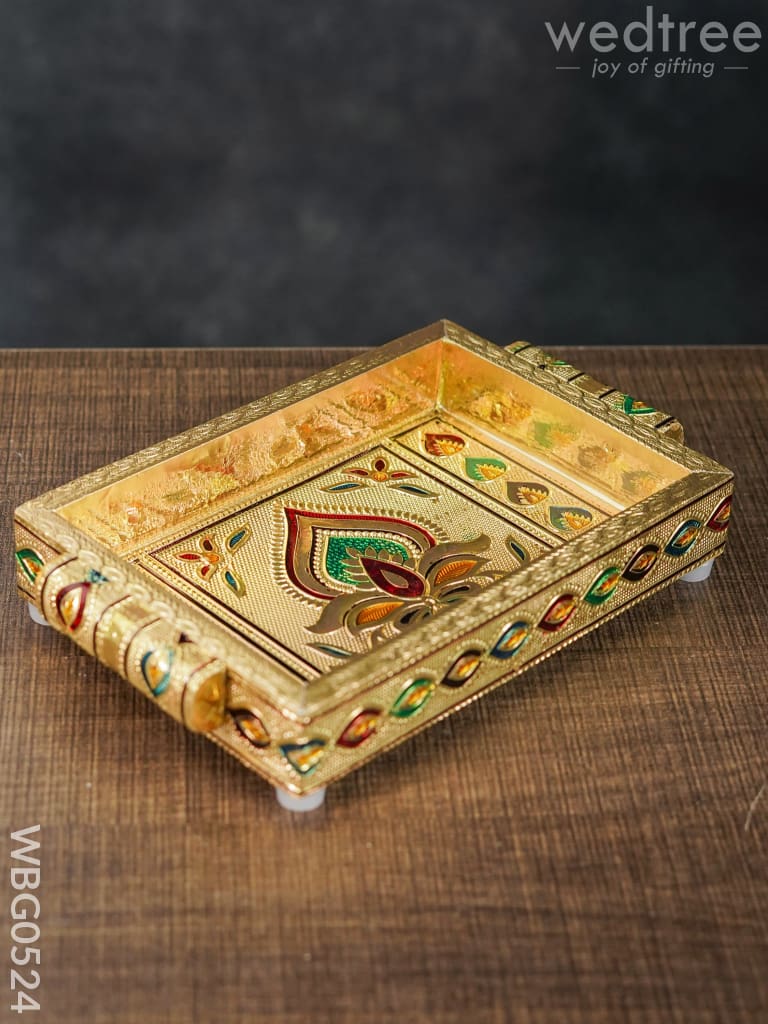 Meenakari Tray With Deepam Design- Wbg0524 Trays & Plates