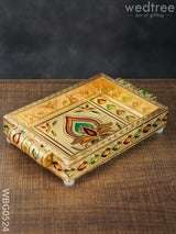 Meenakari Tray With Deepam Design- Wbg0524 Trays & Plates