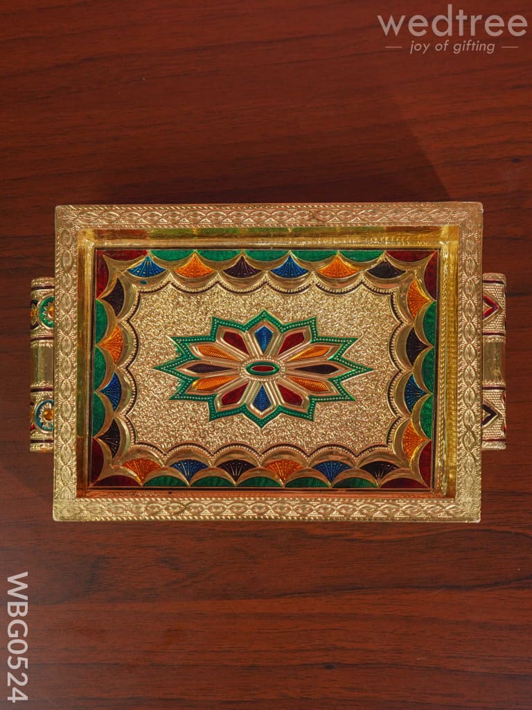 Meenakari Tray With Deepam Design- Wbg0524 Trays & Plates