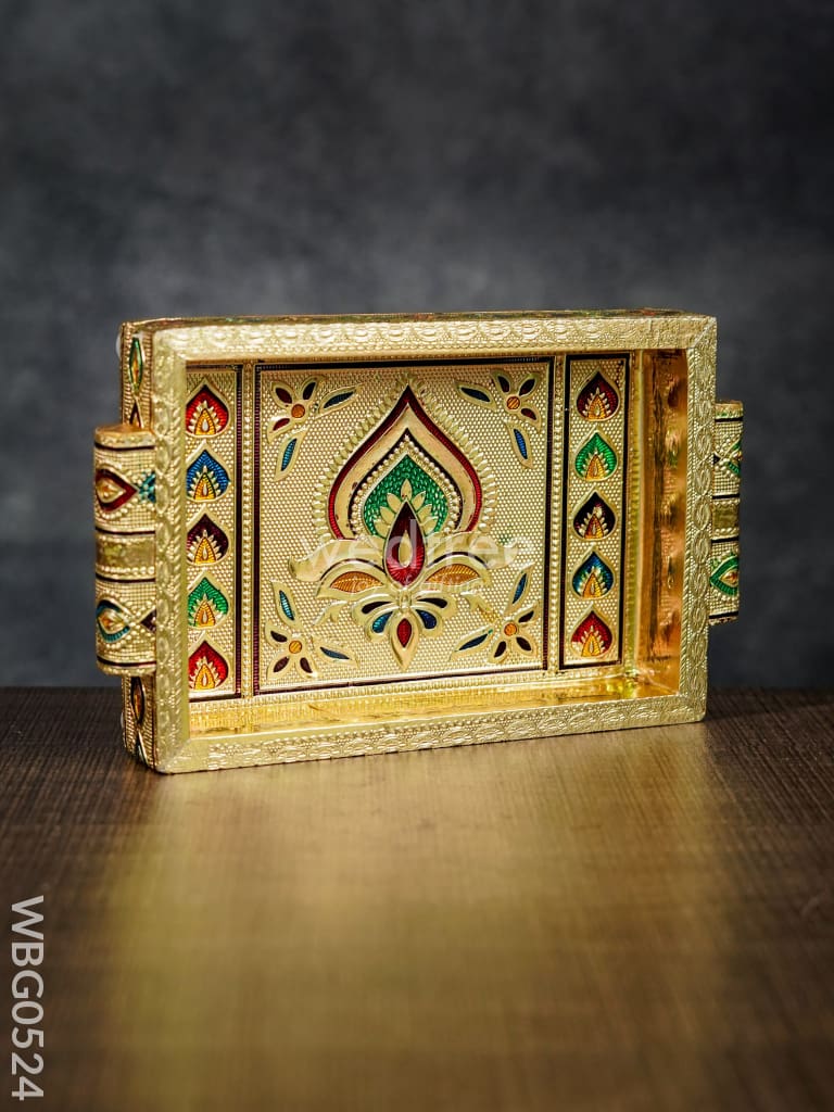 Meenakari Tray With Deepam Design- Wbg0524 Trays & Plates