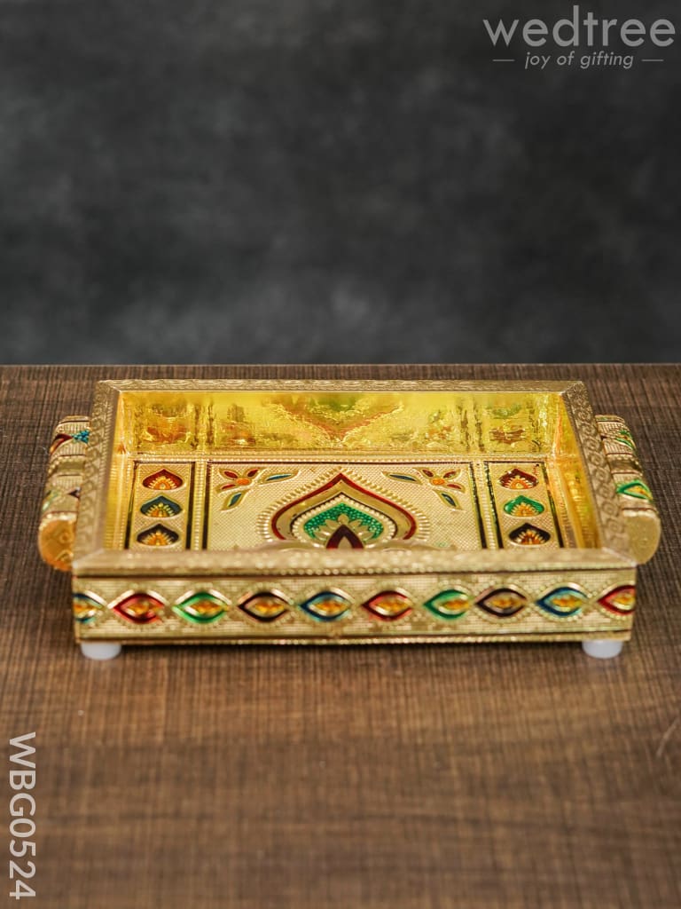 Meenakari Tray With Deepam Design- Wbg0524 Trays & Plates