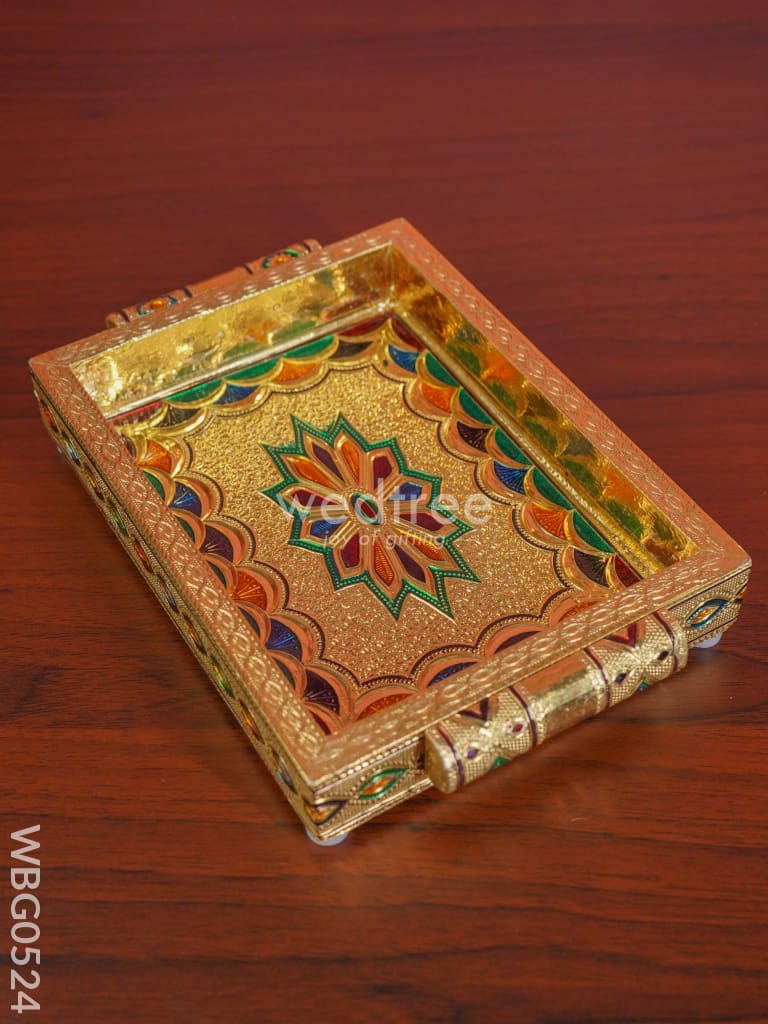 Meenakari Tray With Deepam Design- Wbg0524 Trays & Plates