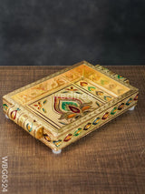 Meenakari Tray With Deepam Design- Wbg0524 Trays & Plates