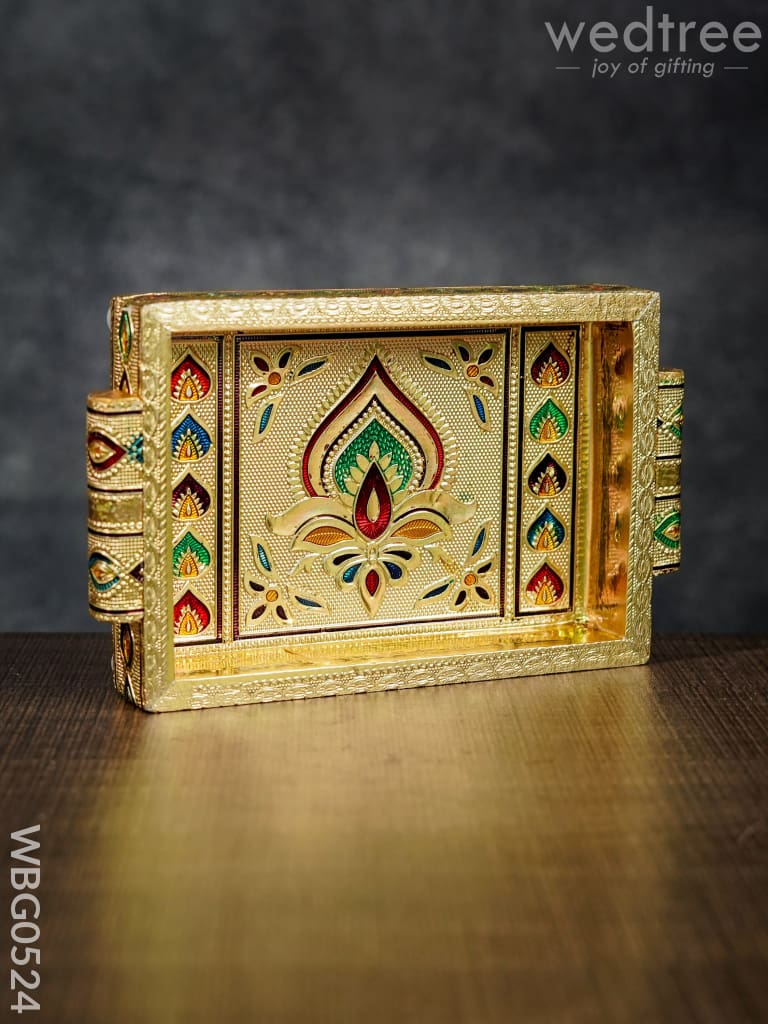 Meenakari Tray With Deepam Design- Wbg0524 Trays & Plates