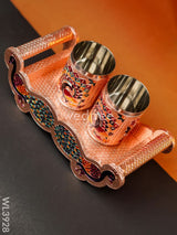 Meenakari Tray With Set Of 2 Glass - Wl3928 Trays & Plates