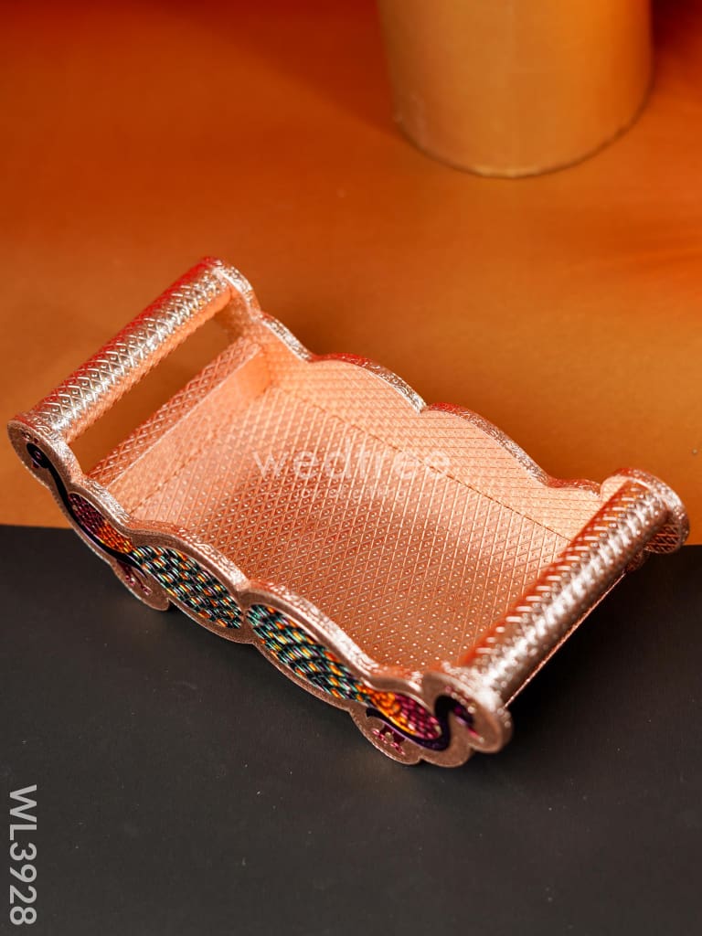 Meenakari Tray With Set Of 2 Glass - Wl3928 Trays & Plates