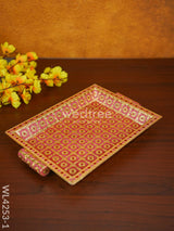 Floral Printed Meenakari Tray - Wl4253 Pink Trays & Plates