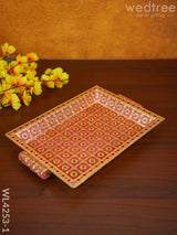 Floral Printed Meenakari Tray - Wl4253 Pink Trays & Plates