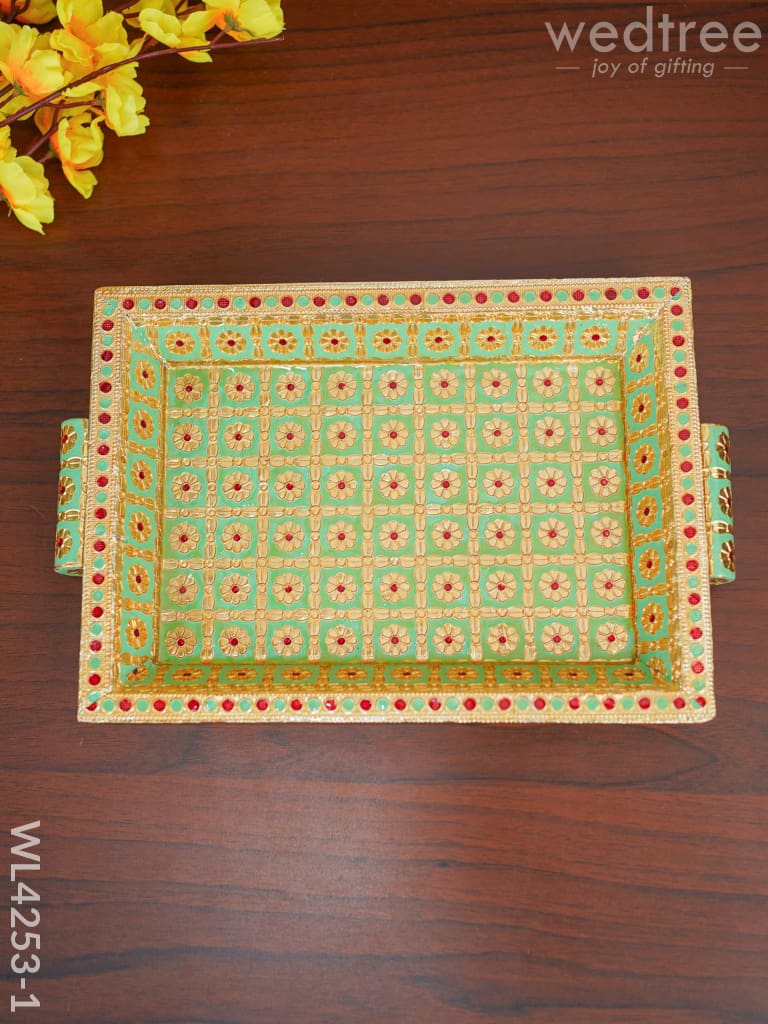 Floral Printed Meenakari Tray - Wl4253 Trays & Plates