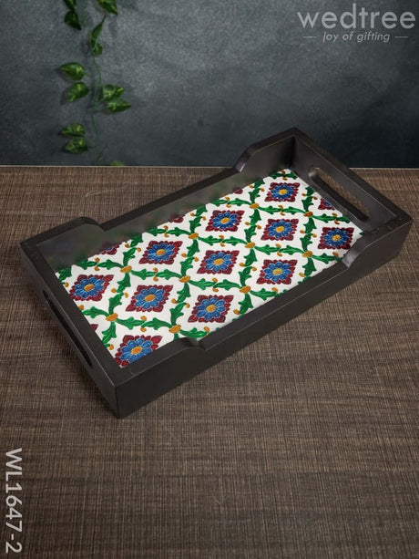 Meenakari Wooden - Rectange Tray (12X6) Wl1647 2 Trays & Plates