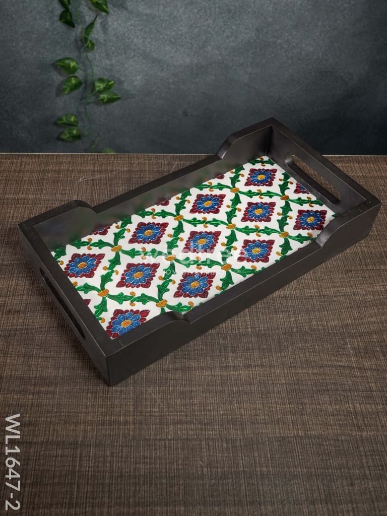 Meenakari Wooden - Rectange Tray (12X6) Wl1647 2 Trays & Plates