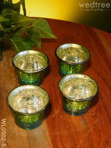 Mercury Glass T Light Holder 2.5 Inch - Set Of 4 Wl0502 Green & Blue Candles And Votives