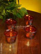 Mercury Glass T Light Holder 2.5 Inch - Set Of 4 Wl0502 Orange Candles And Votives